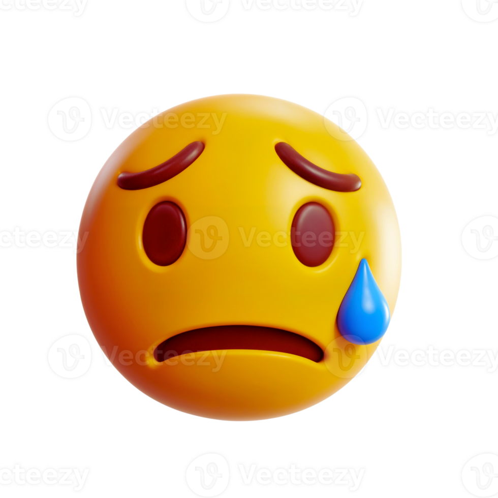 Sad Face Emoji with Tear Symbolizing Heartbreak and Despair png