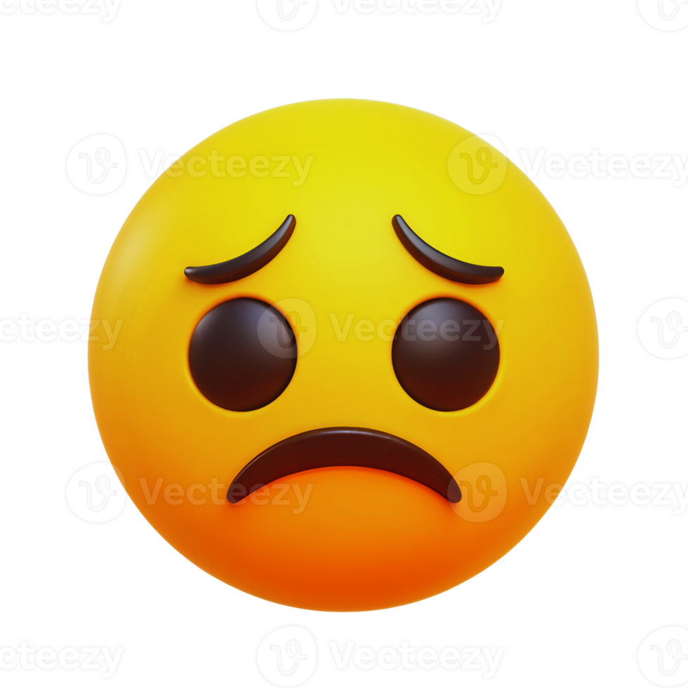 Sad Yellow Emoji with Frowning Expression and Downturned Eyes png