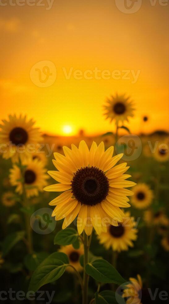 Beautiful Sunflower Field at Sunset Perfect for Phone Wallpaper Inspiration photo
