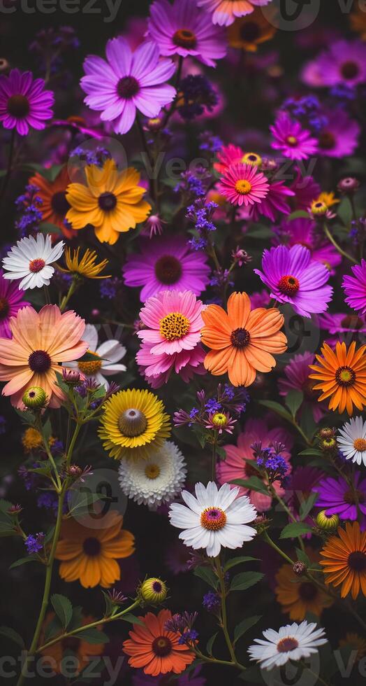 Vibrant Flower Phone Wallpaper with a Colorful Array of Blossoms and Petals photo