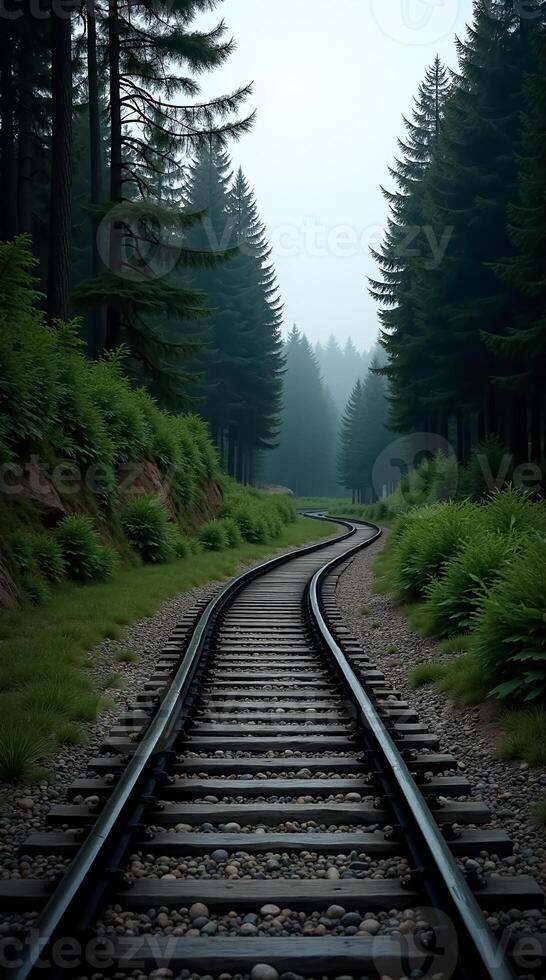 Peaceful Forest Railroad Tracks Phone Wallpaper for Nature Lovers photo