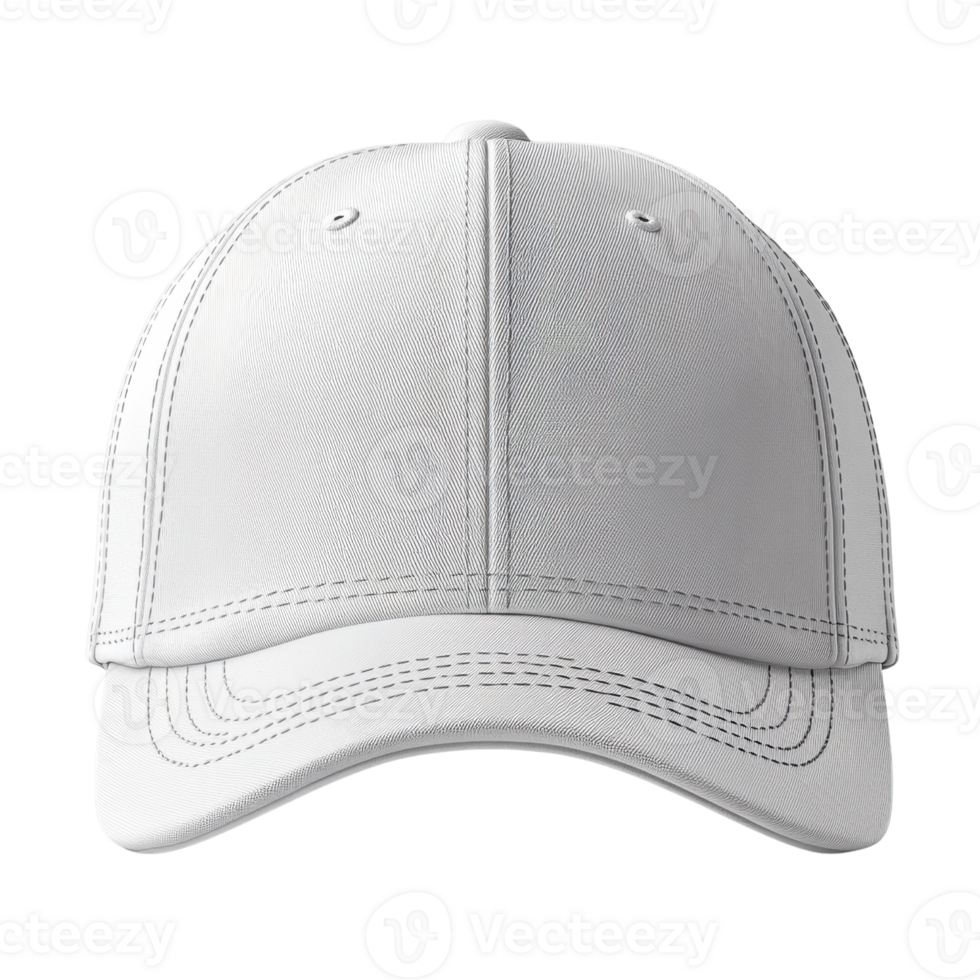White baseball cap with stitching detail png