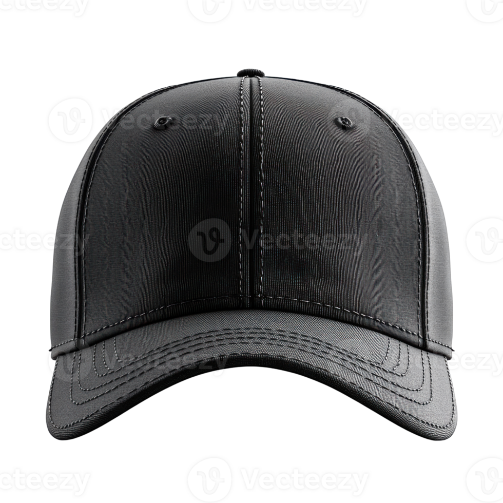 Black baseball cap with stitching details, perfect for casual wear png