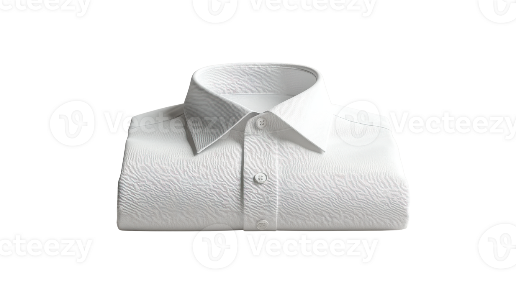 Folded white shirt template with classic collar and buttons png