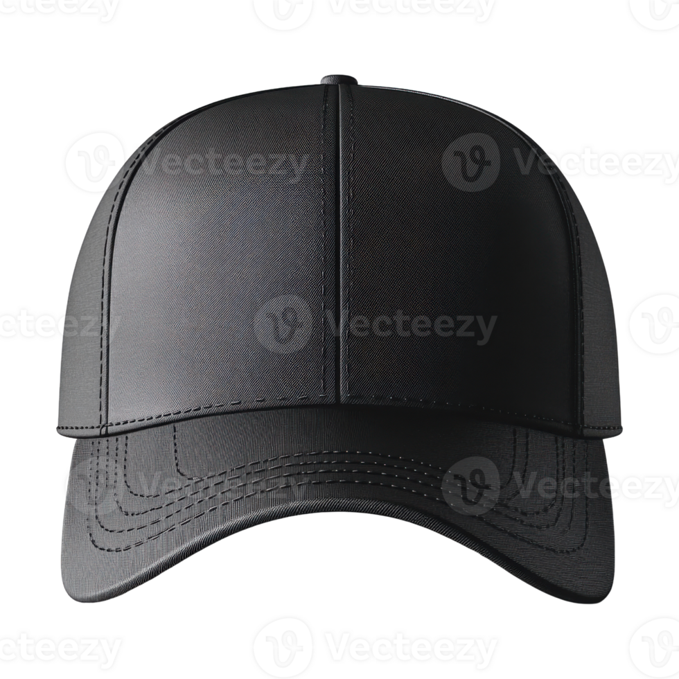 black baseball cap with structured design and stitching details. Perfect for casual wear or sports png