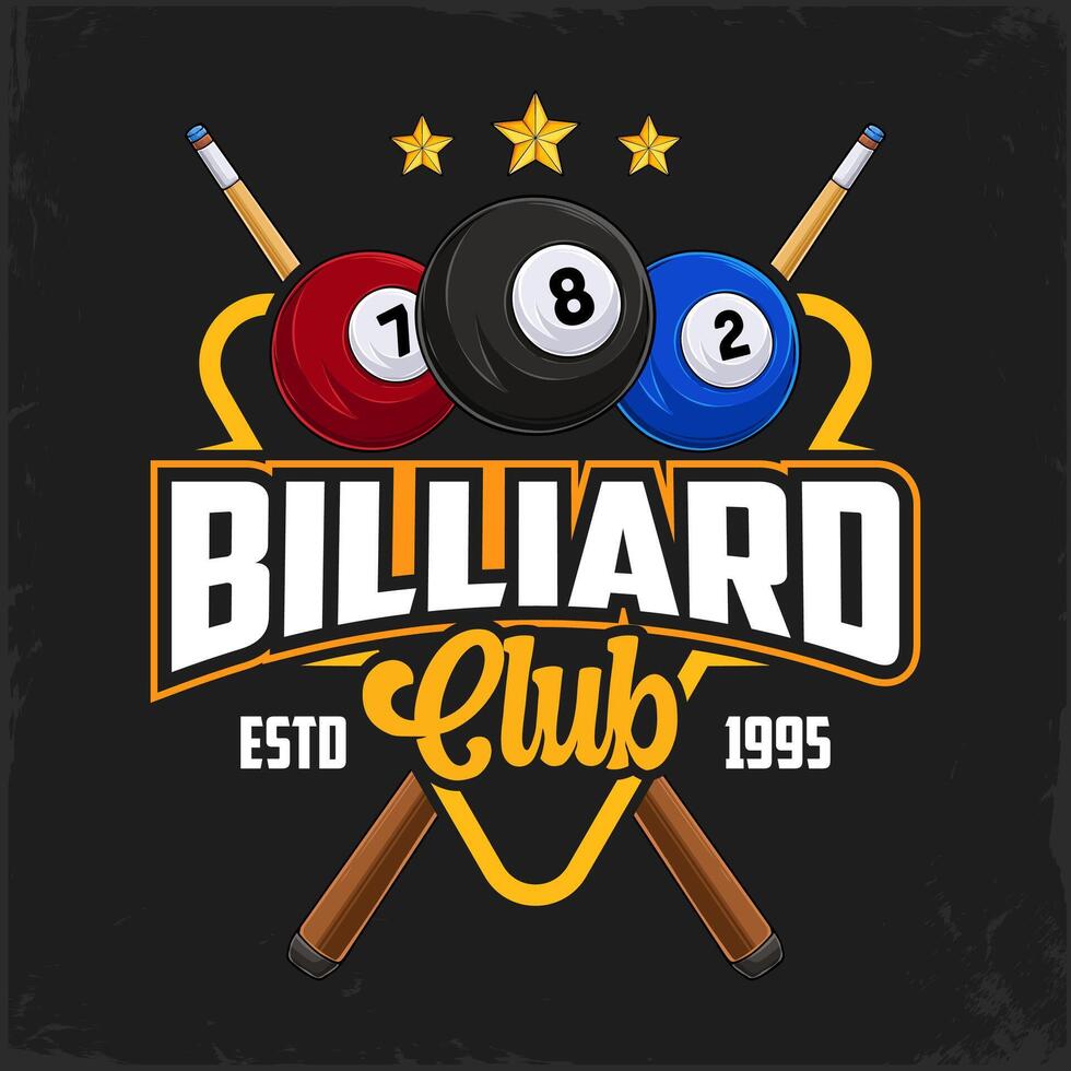 Hand drawn billiard eight balls on the triangle with cues and ready to break for a club competition vector