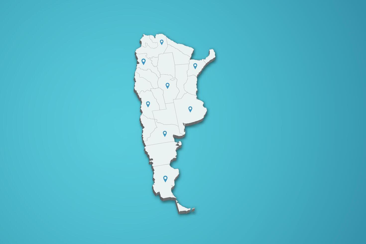 Argentina 3D map illustration with province map pin on isolated background vector