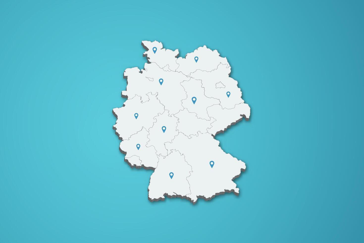 Germany 3D map illustration with province map pin on isolated background vector
