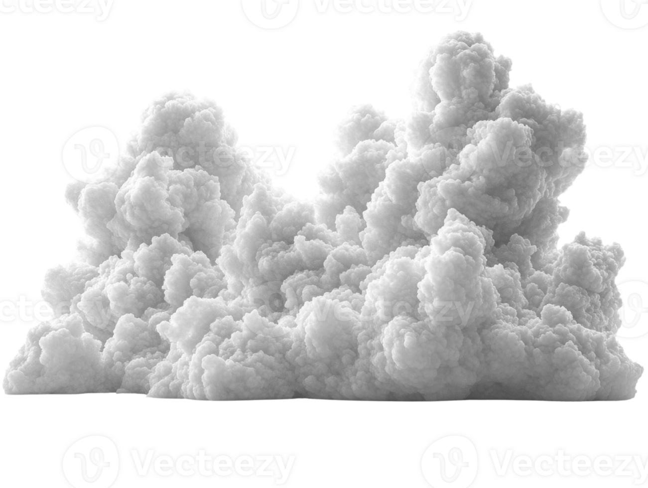 Fluffy white clouds create soft, billowy texture against transparent background, evoking sense of calm and tranquility png