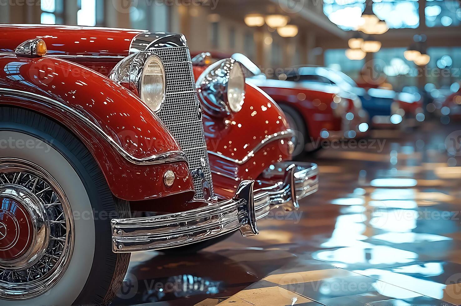 Classic Vintage Car Display Showcasing Timeless Automotive Design and Elegance photo