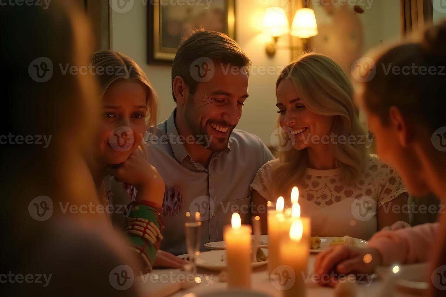 Celebrating Dia de Muertos with Friends Around a Candlelit Dinner Table photo