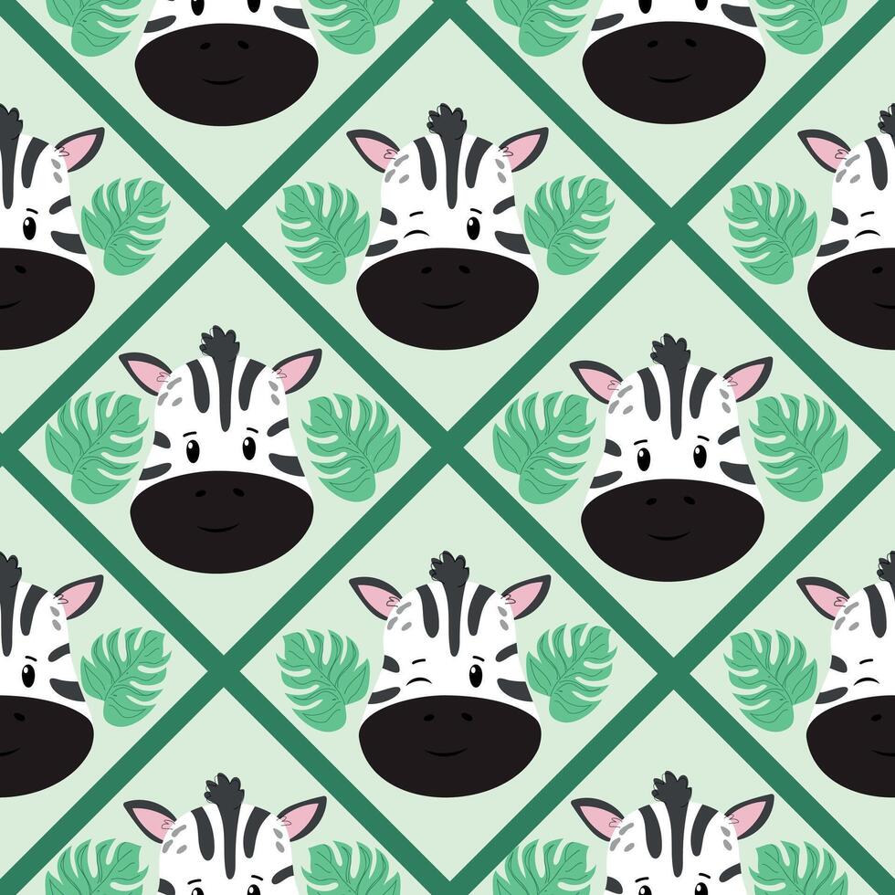 Zebra cartoon seamless pattern. vector
