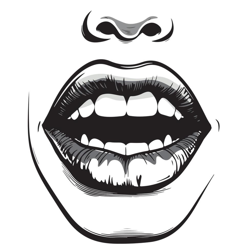 Lips hand drawn illustration. element for design vector