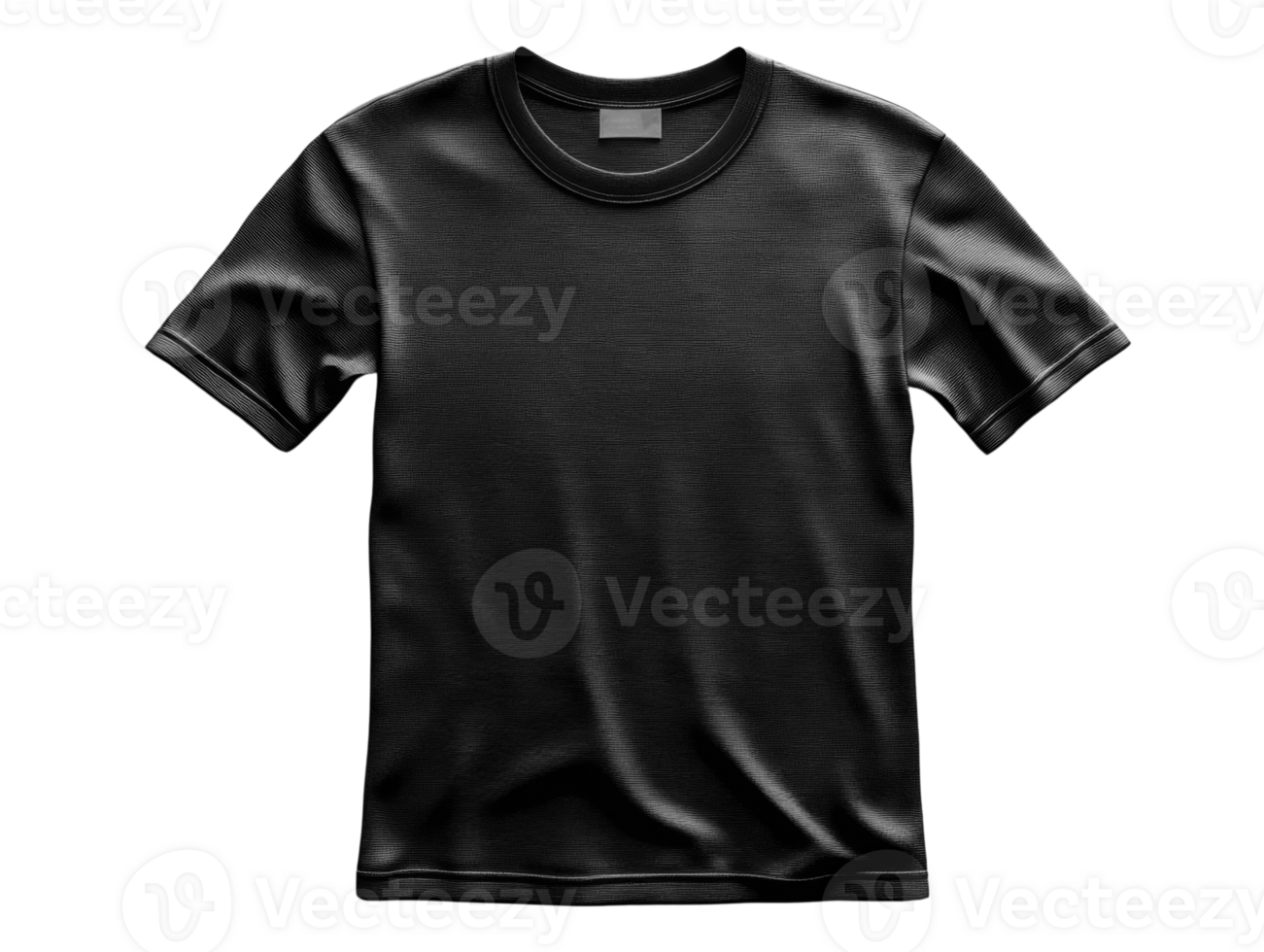 Black short sleeve t shirt with smooth texture and classic design. Ideal for casual wear png