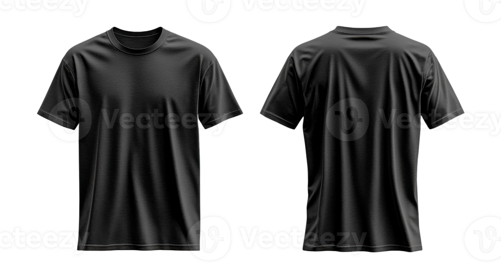 Plain Black t shirt mockup, front and back view. png