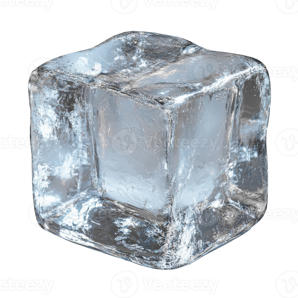 Ice cube with smooth surface, reflecting light beautifully png