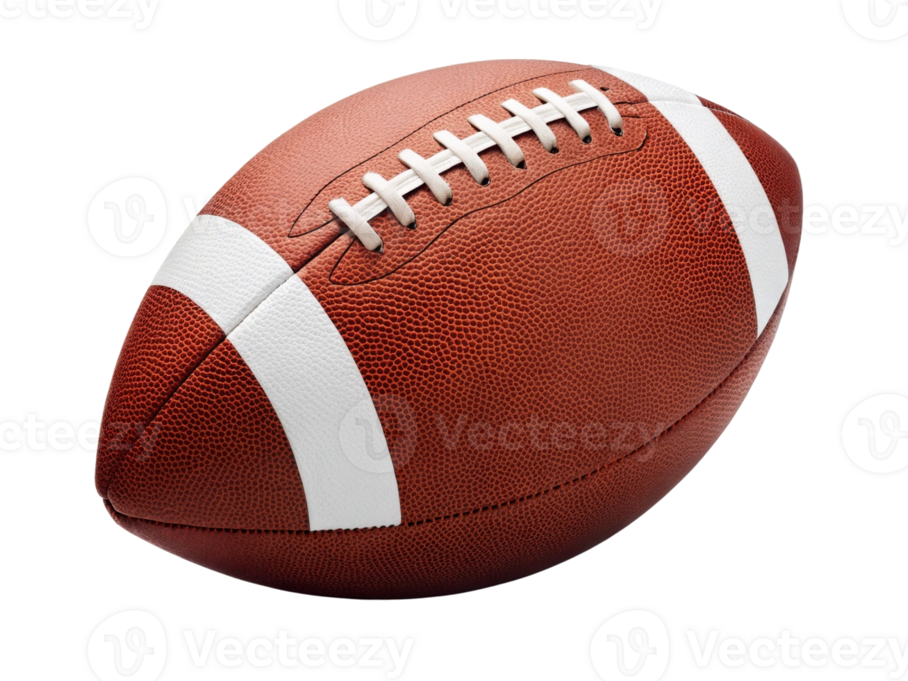 detailed, textured football with white laces and stripes, perfect for sports enthusiasts png