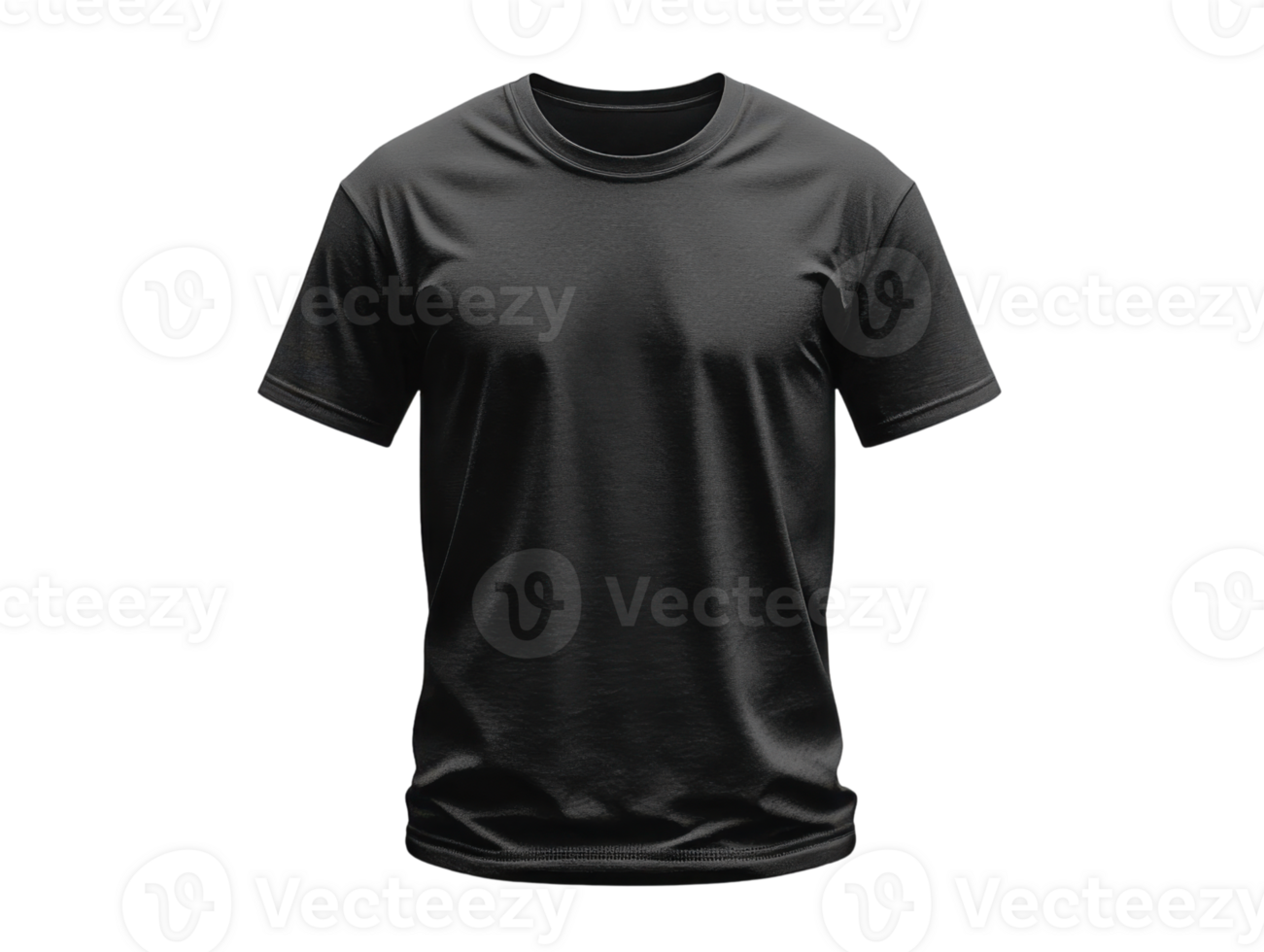 Black short sleeve t shirt mockup on transparent background, ideal for design presentations png