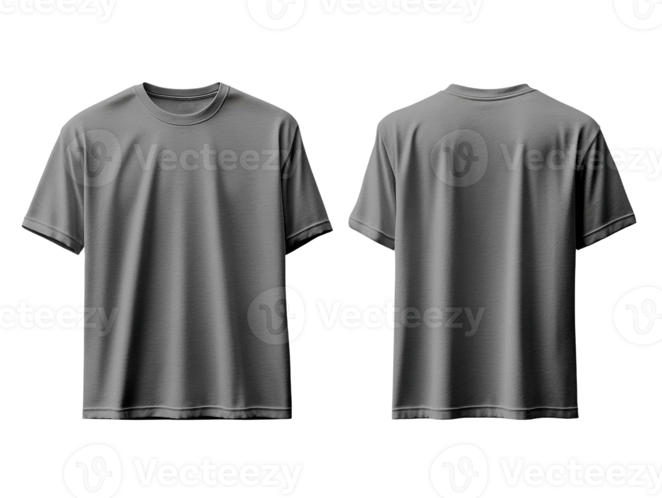 Gray t-shirt mockup, front and back view png