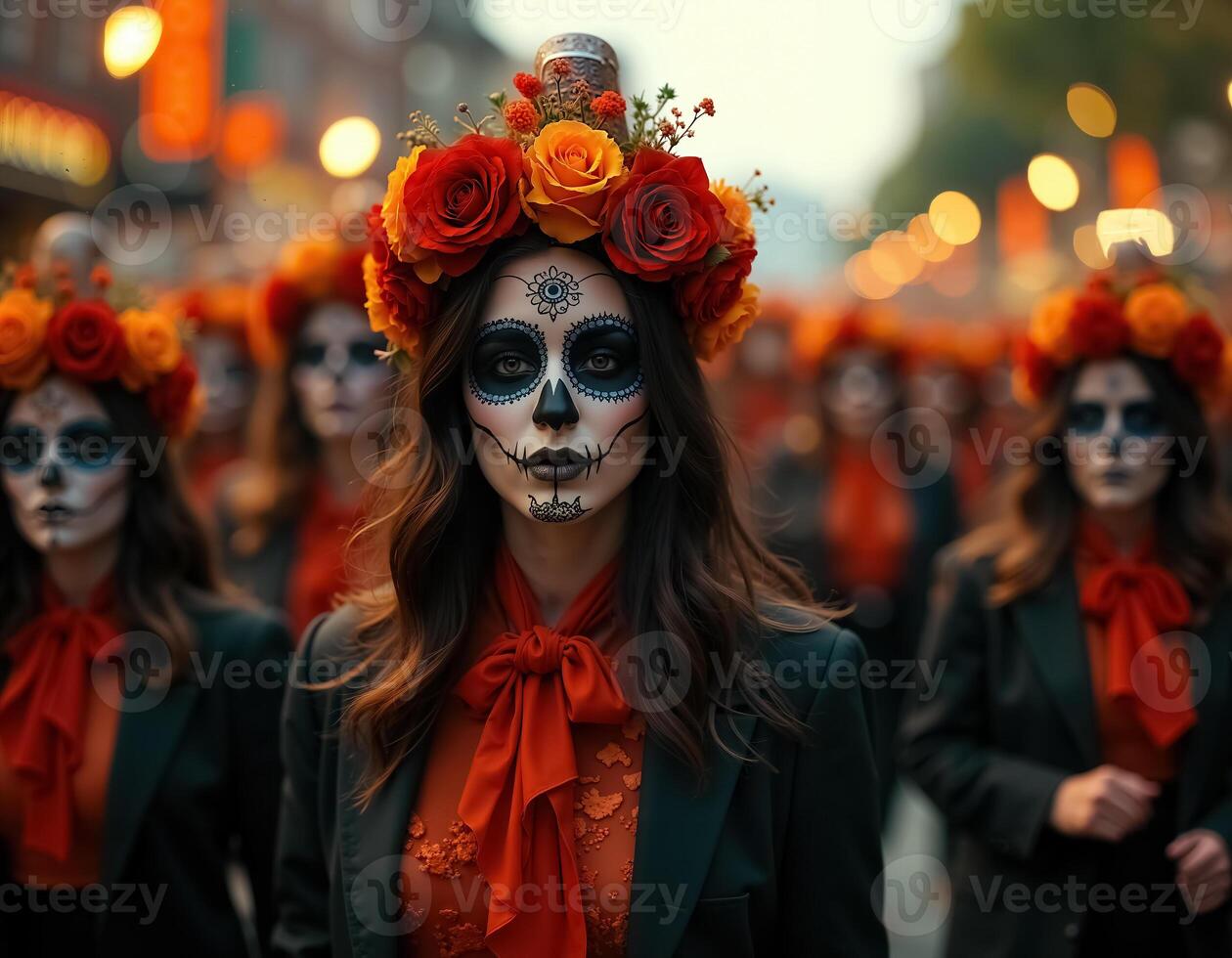 Celebrating Dia de Muertos with Traditional Sugar Skulls and Vibrant Parades photo
