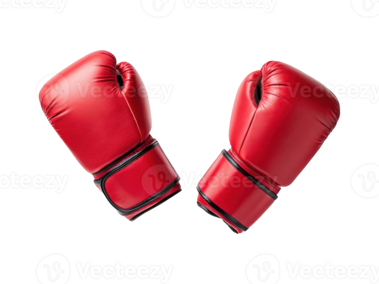 Red boxing gloves for training and competition, showcasing durability and style png