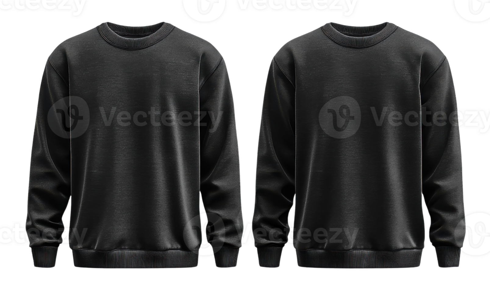 Set of Black sweatshirt design with front and back views, casual wear png