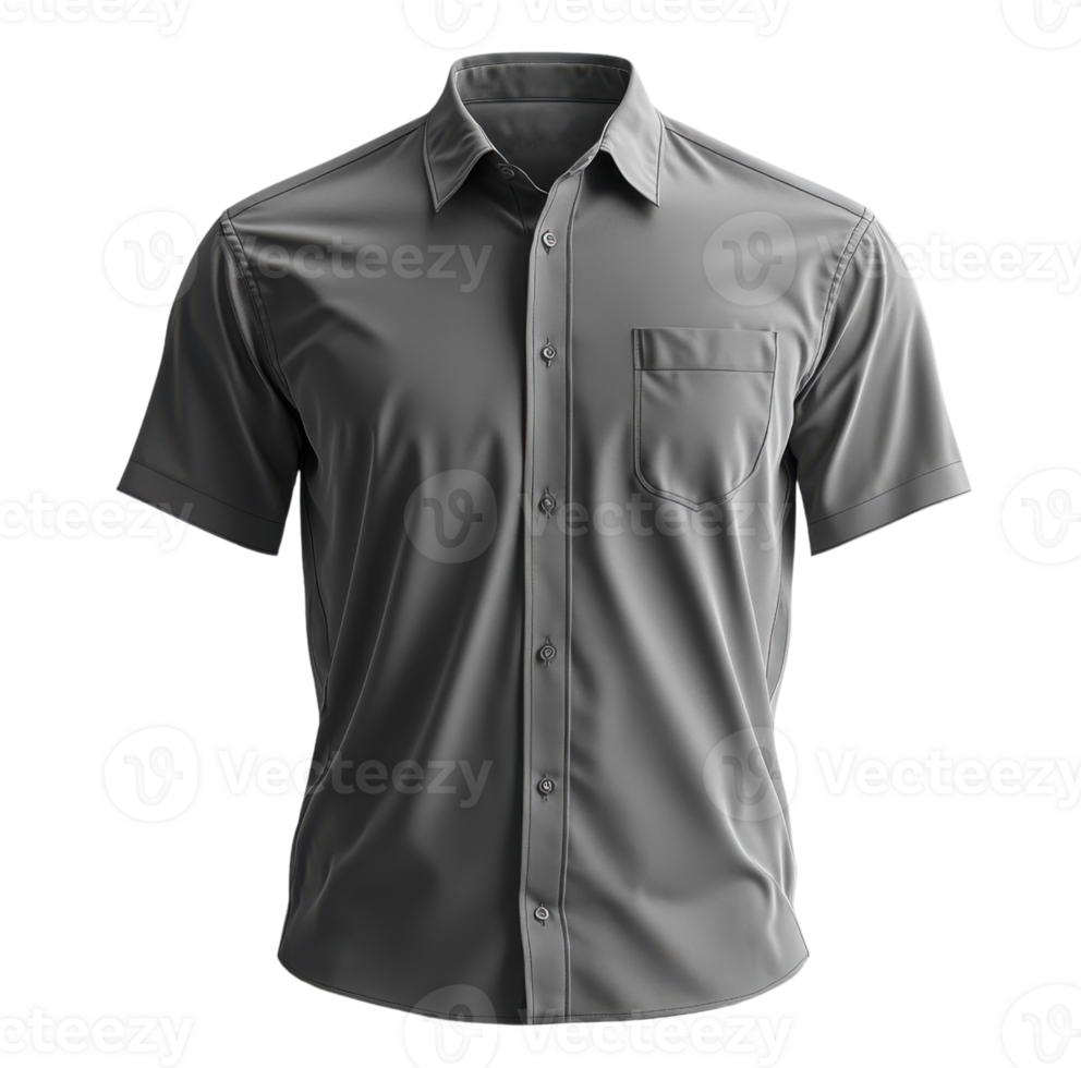 short sleeve gray shirt with pocket, perfect for casual wear and versatile styling png