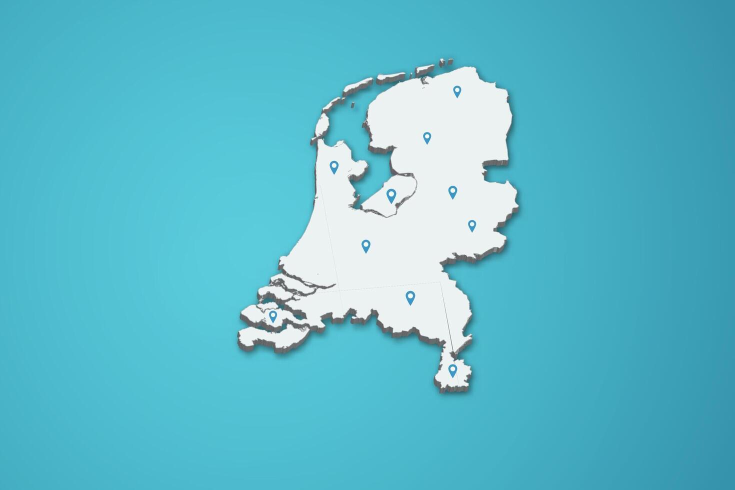Netherlands 3D map illustration with province map pin on isolated background vector
