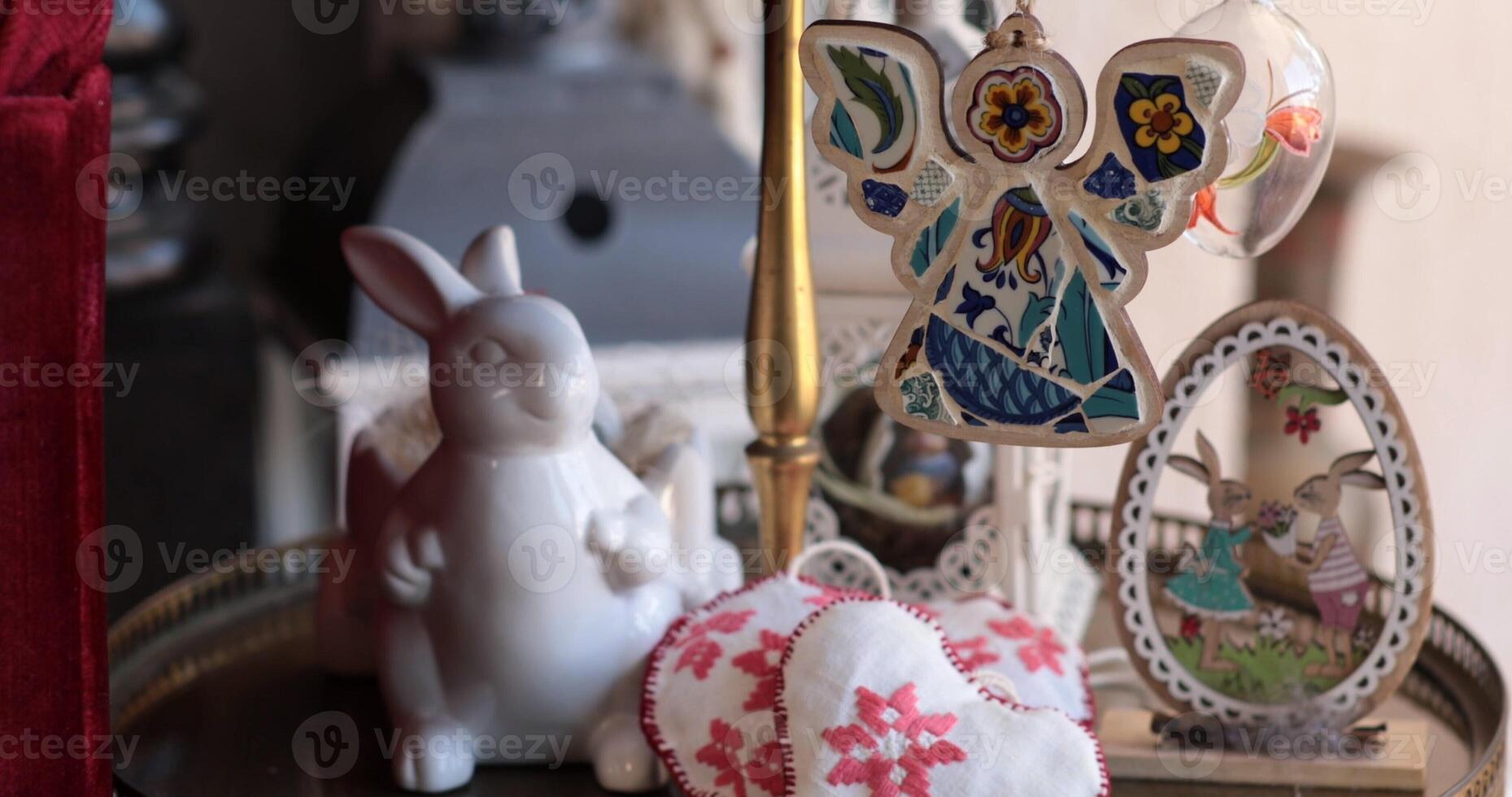 Easter tiered tray decorations featuring handcrafted designs and charming elements celebrating the spirit of Easter photo