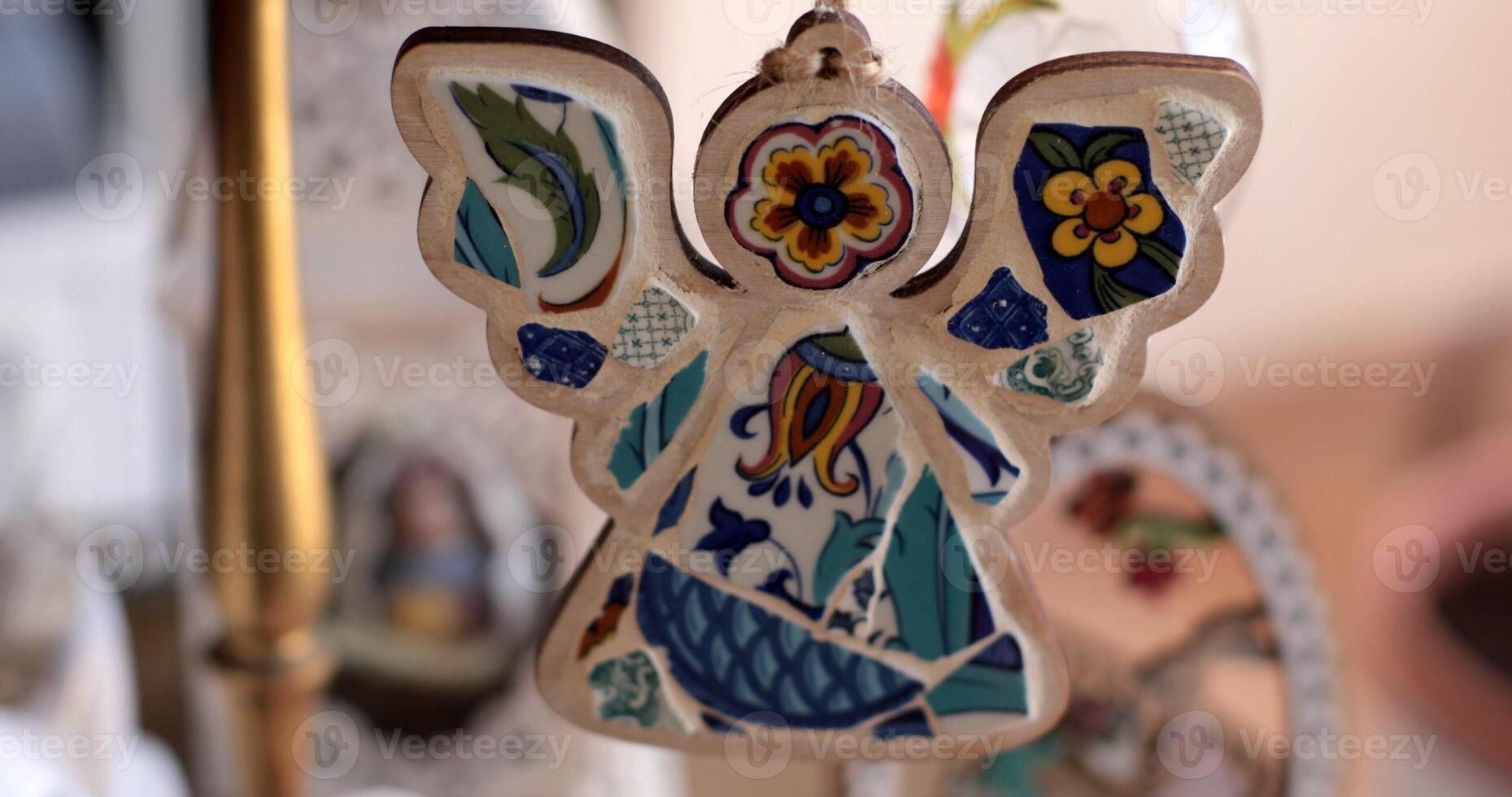 Mosaic angel Easter decoration handcrafted with vibrant colors perfect for Easter celebrations and adding charm to Easter decorations photo