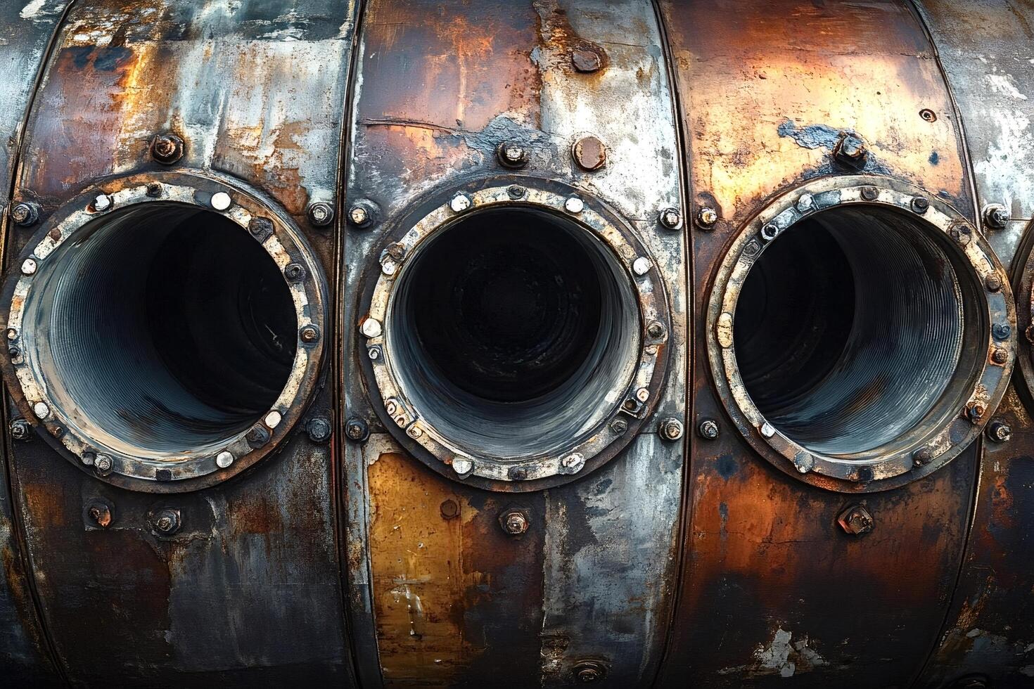 Rusty metal pipes showing signs of corrosion and wear photo