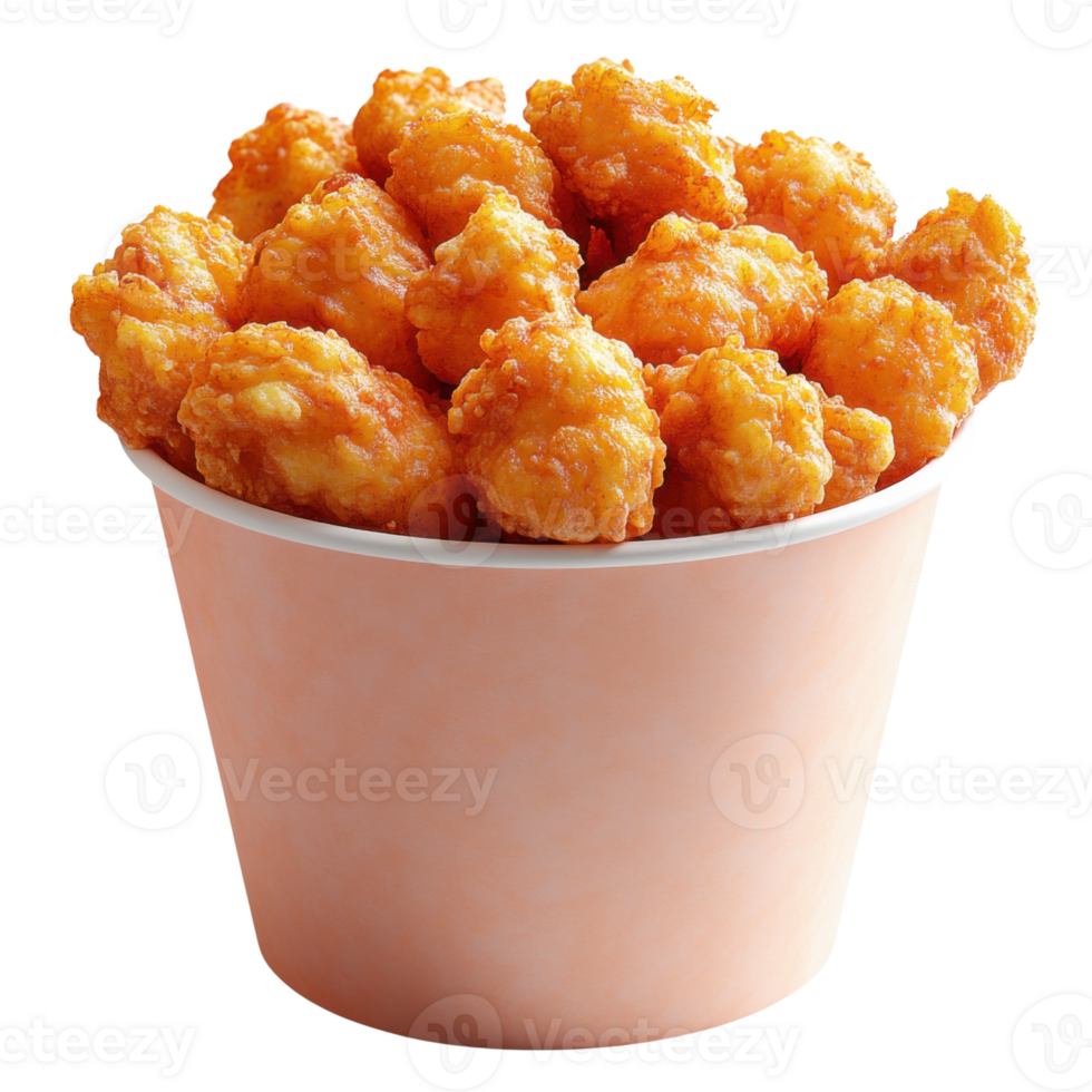 Crispy fried chicken pieces in bucket, perfect for sharing and enjoying png