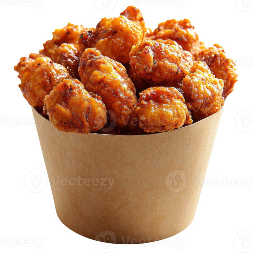 Crispy fried chicken pieces in paper cup, perfect for snacking png