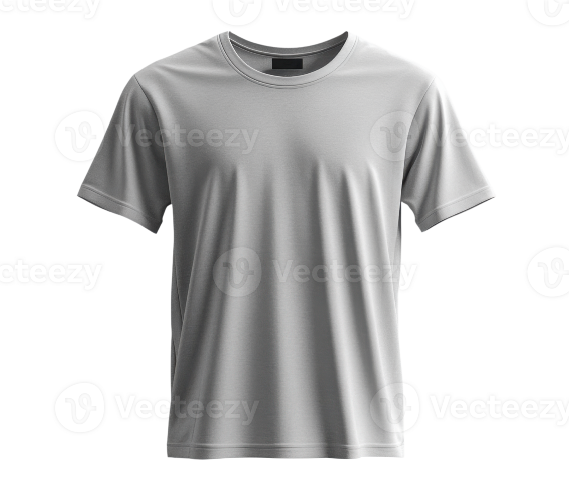 Plain gray t shirt on transparent background, ideal for mockups and designs png