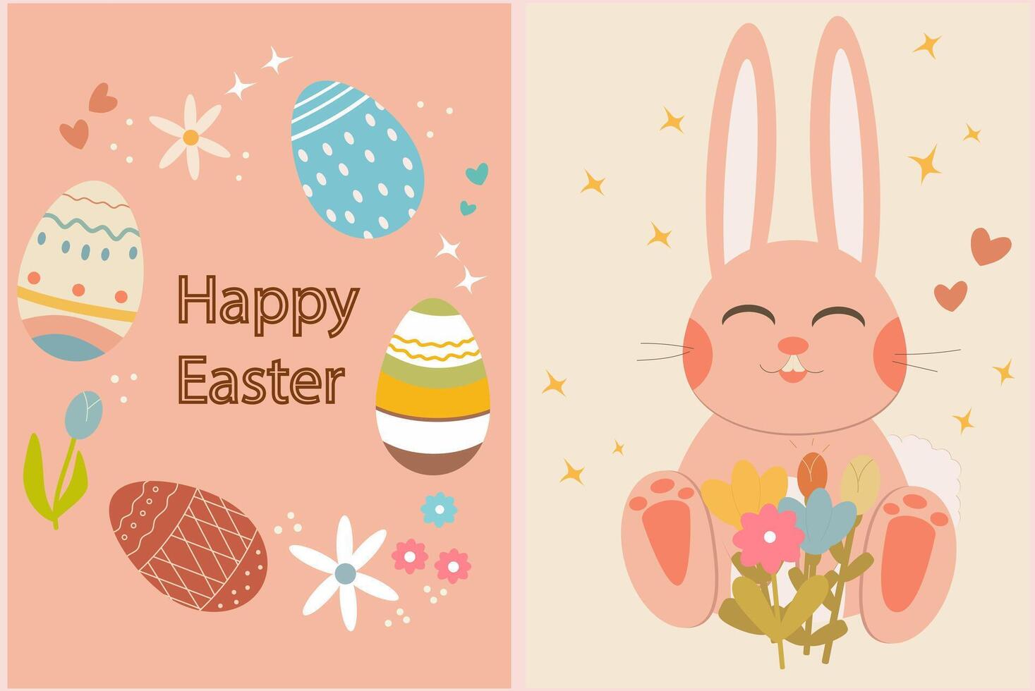 Spring illustration for Easter Pink Easter bunny vector