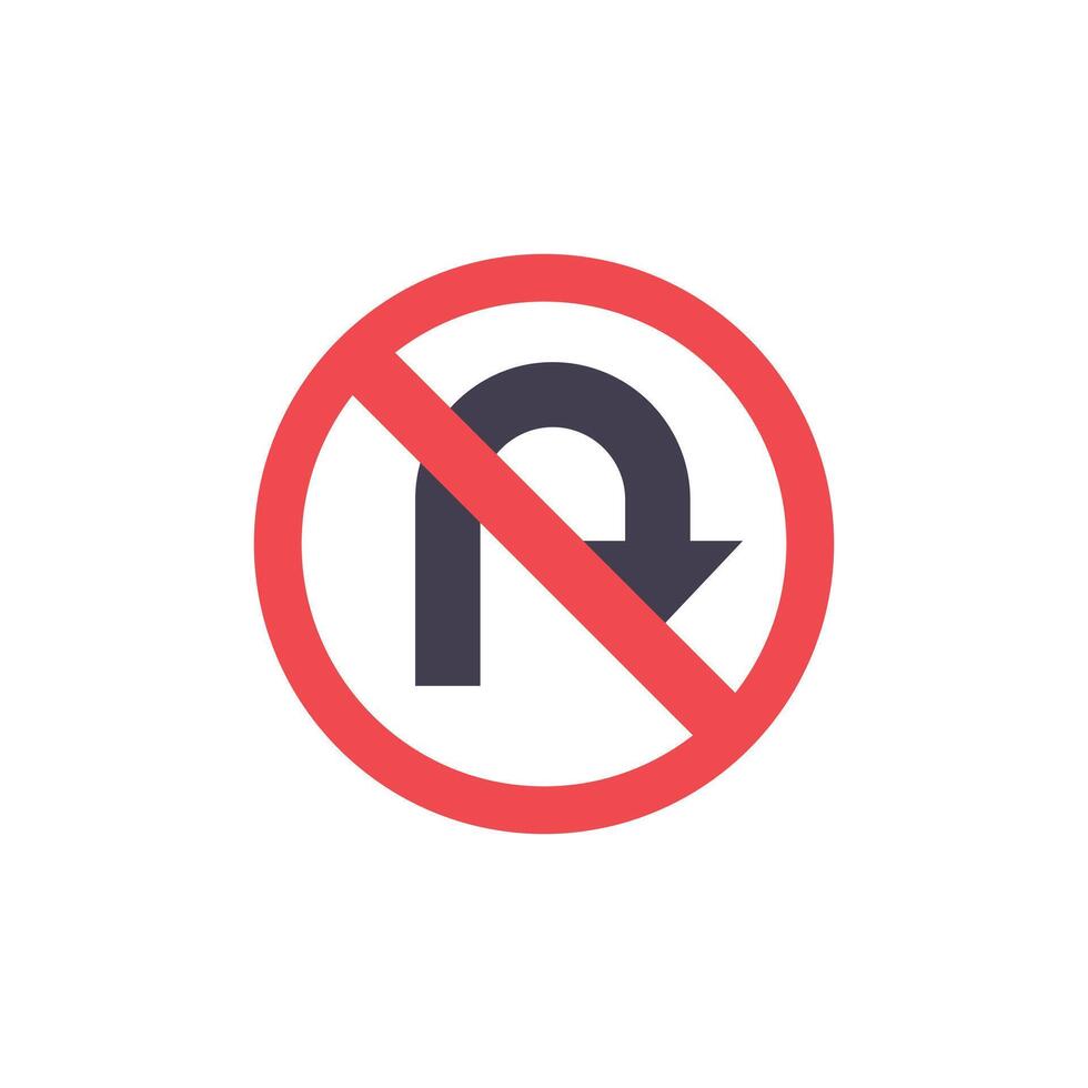 No turn sign on white background. No U Turn Icon. vector