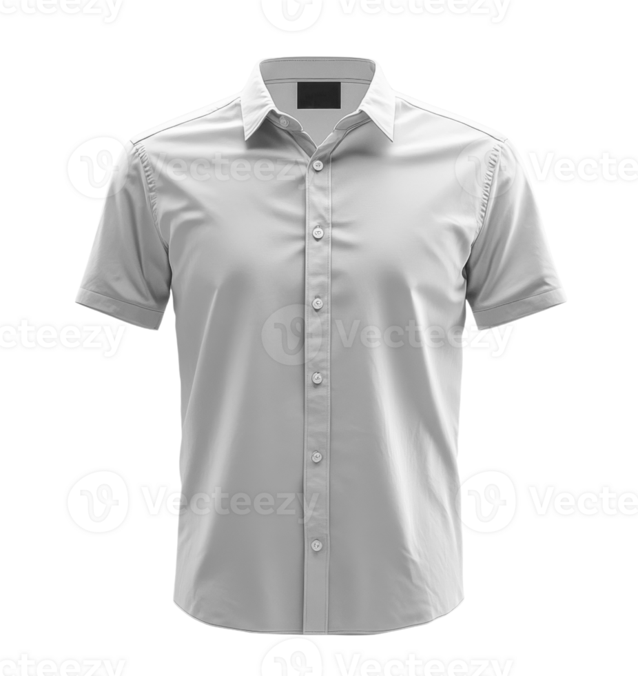 plain white short sleeve shirt with button up design, perfect for casual or formal wear png