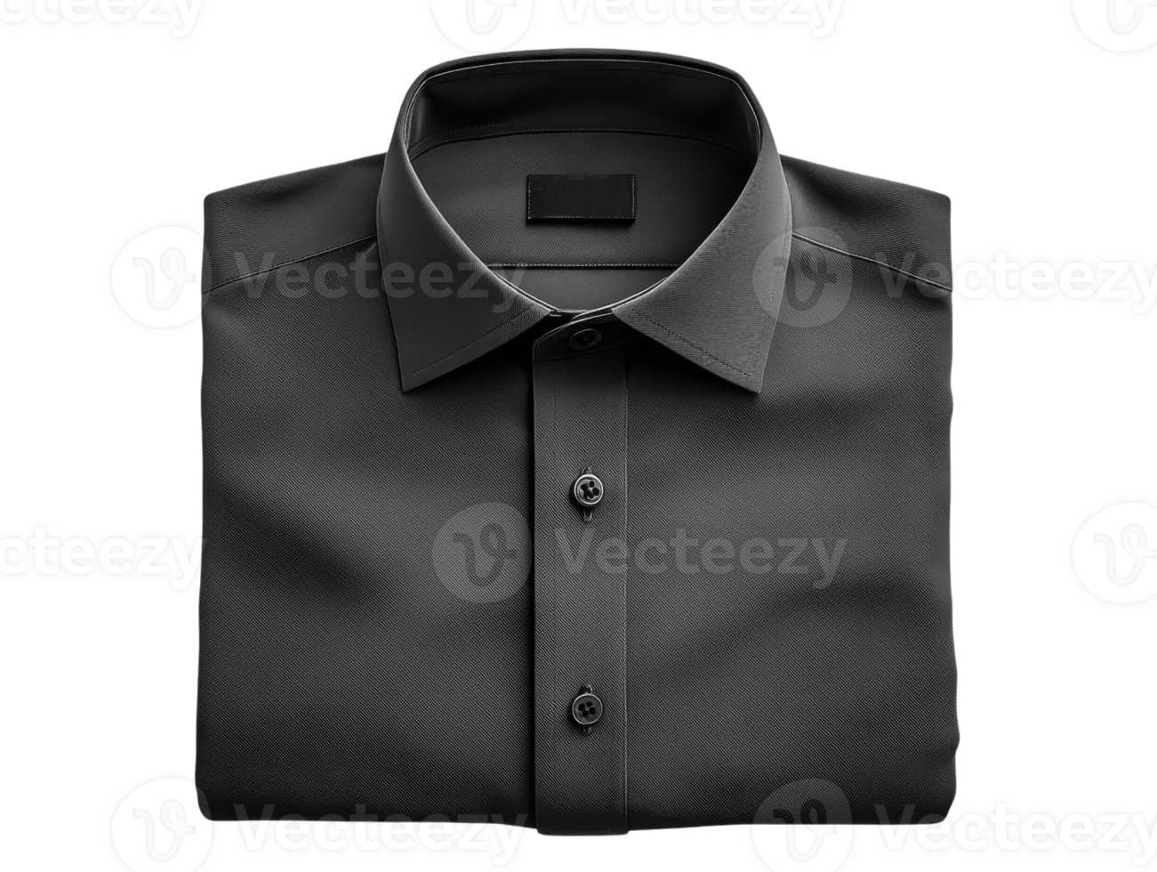 Black dress shirt with button up collar and smooth fabric png