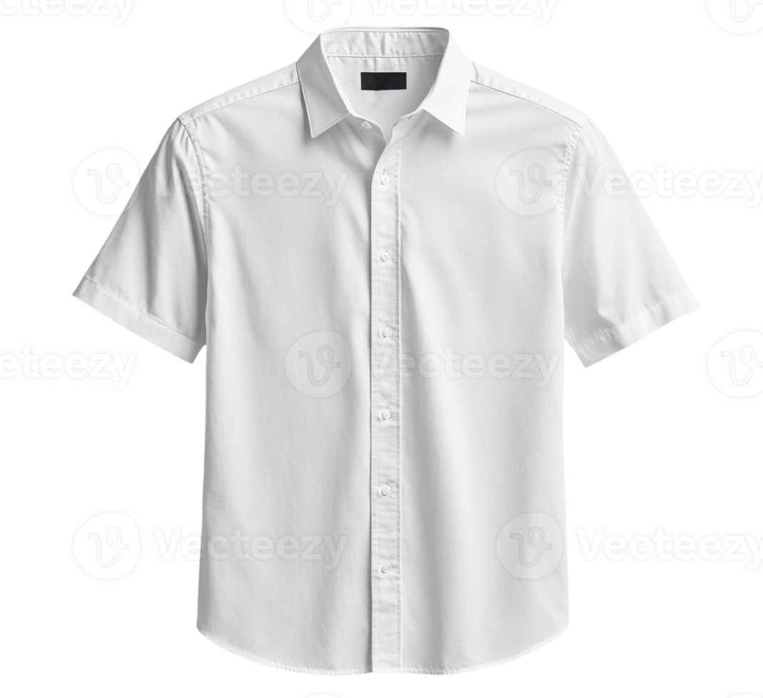 classic white short sleeve shirt made from soft fabric, perfect for casual or formal occasions png