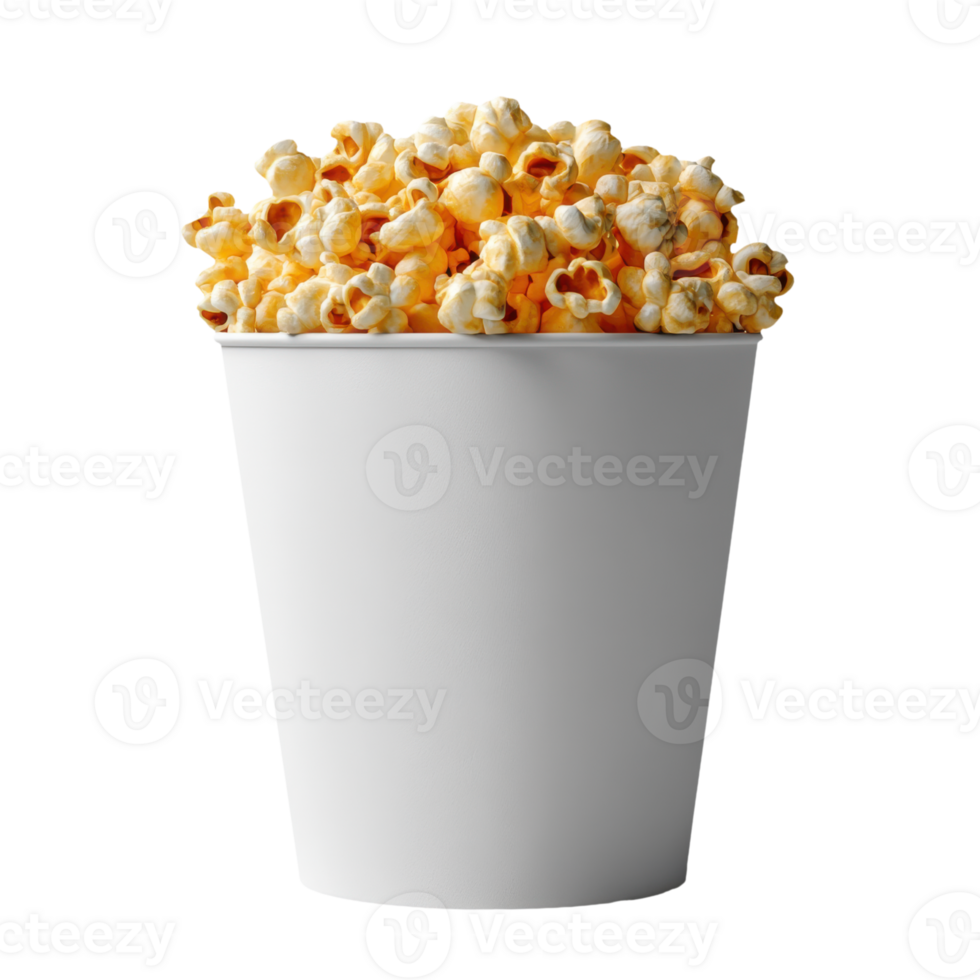 Fresh popcorn in white container, perfect for movie nights and snacks png