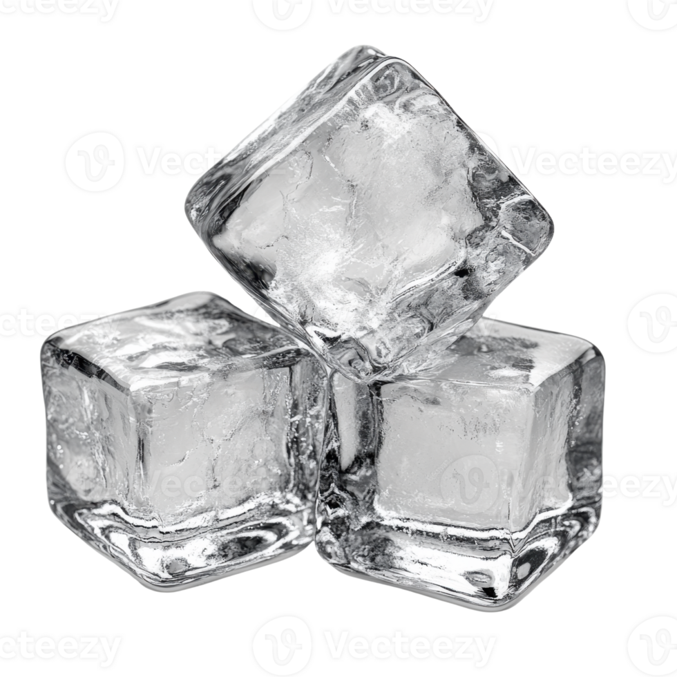 Ice cubes stacked on transparency background, perfect for cooling drinks png