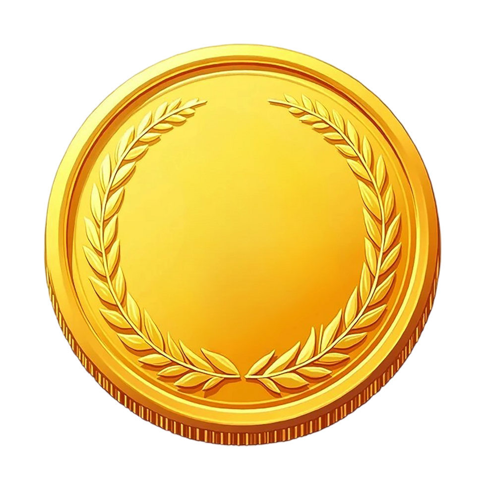 golden coin with a rounded edge and smooth surface png