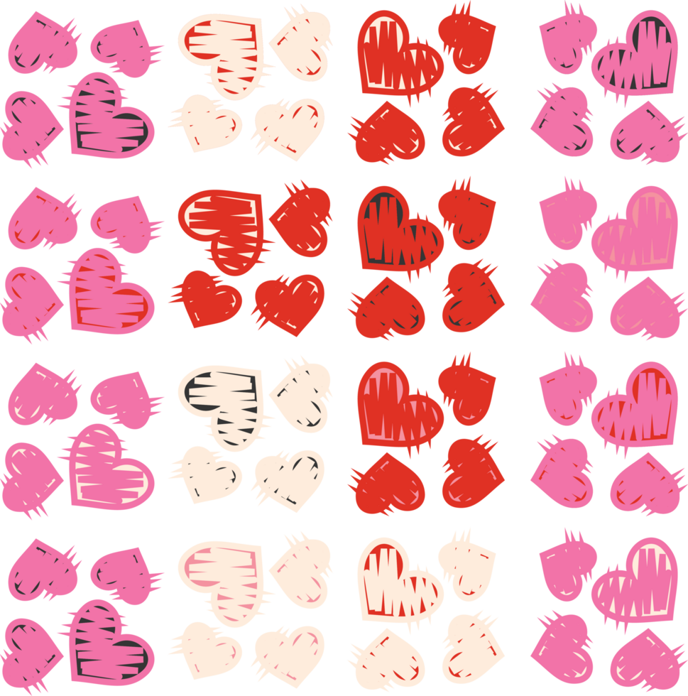 Valentine's Day romantic pattern with cute colorful hearts png