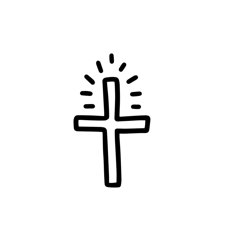 Catholic cross illustration in the doodle style. Design for Easter png