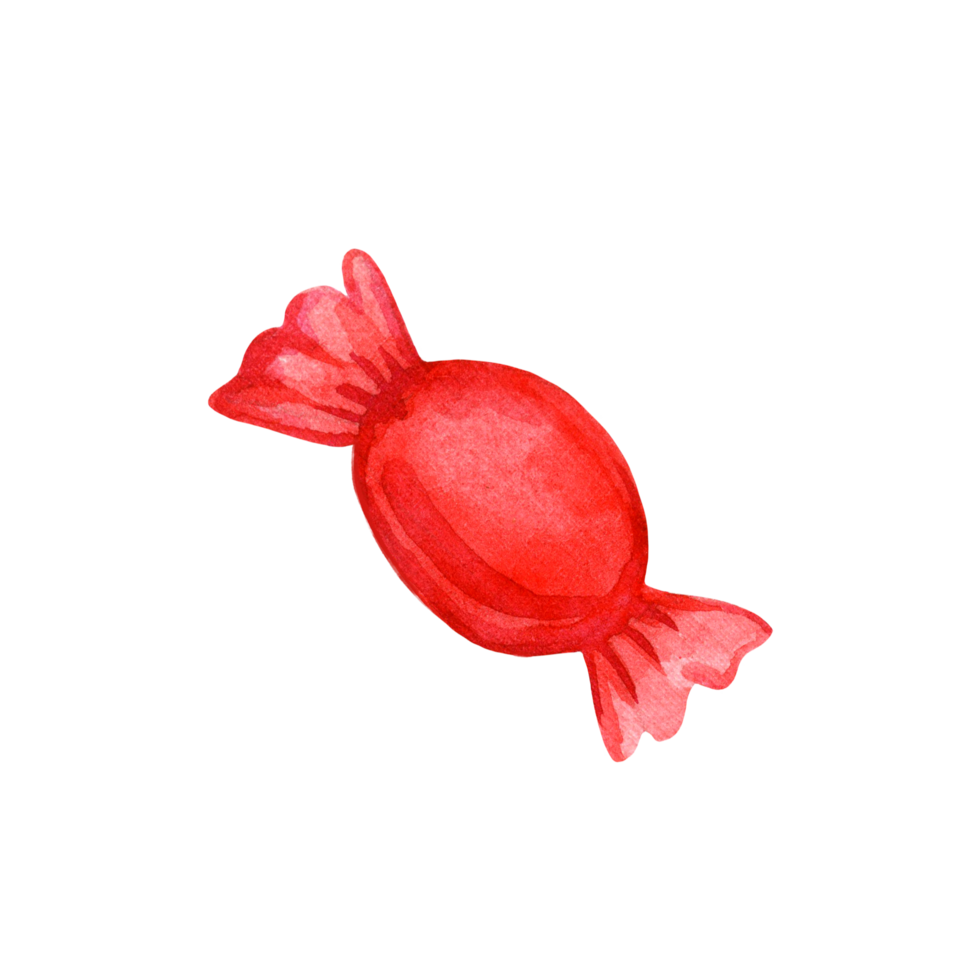 candy in a red wrapper. Watercolor illustration png