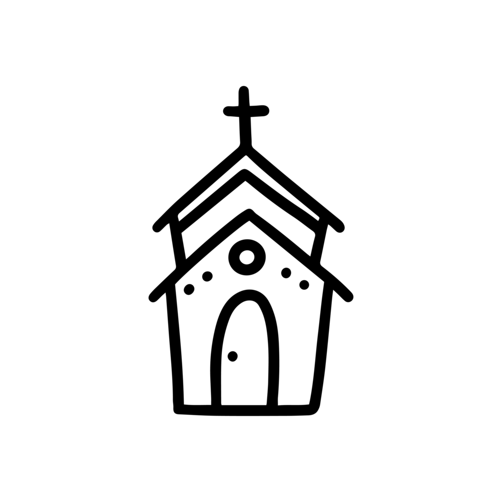 Church illustration in doodle style. Design foe Easter png