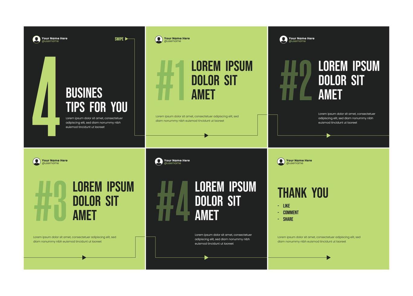 Microblog carousel slides template for social media. vector