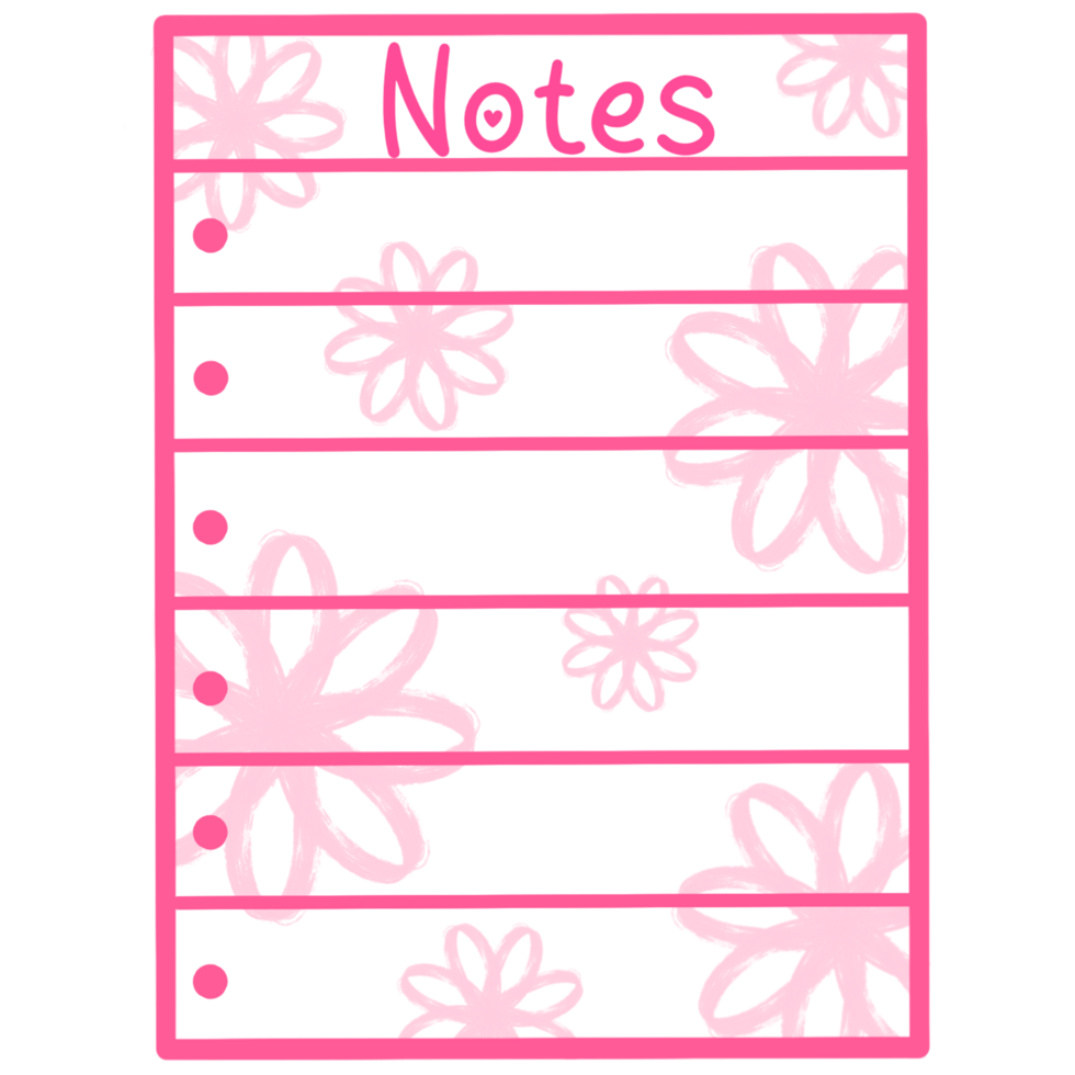 A pink and white notes paper with flowers, Pink and white notes png