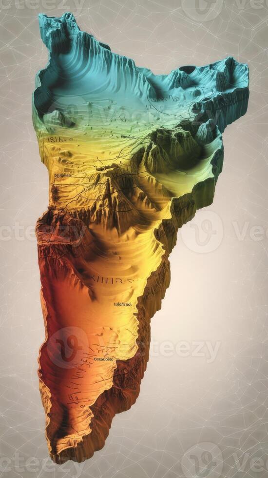 A 3d map of spain with different colors photo