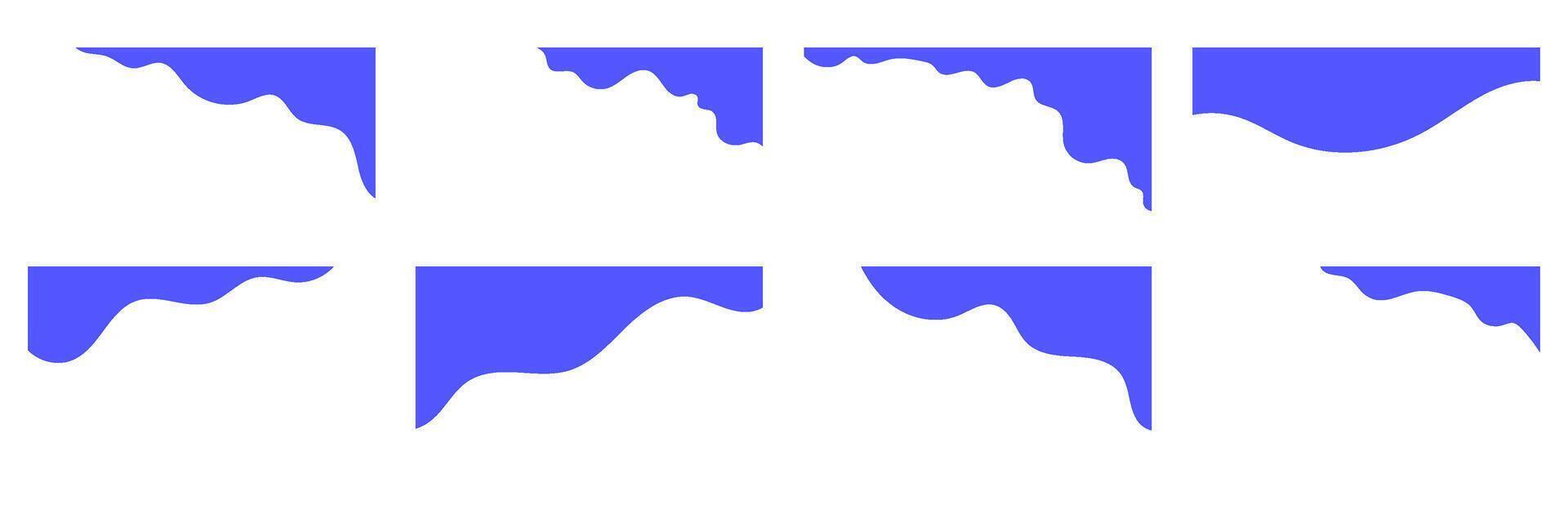 Set of Modern Wavy Blue Website Header Templates with Organic Fluid Shapes for Creative Web Design vector